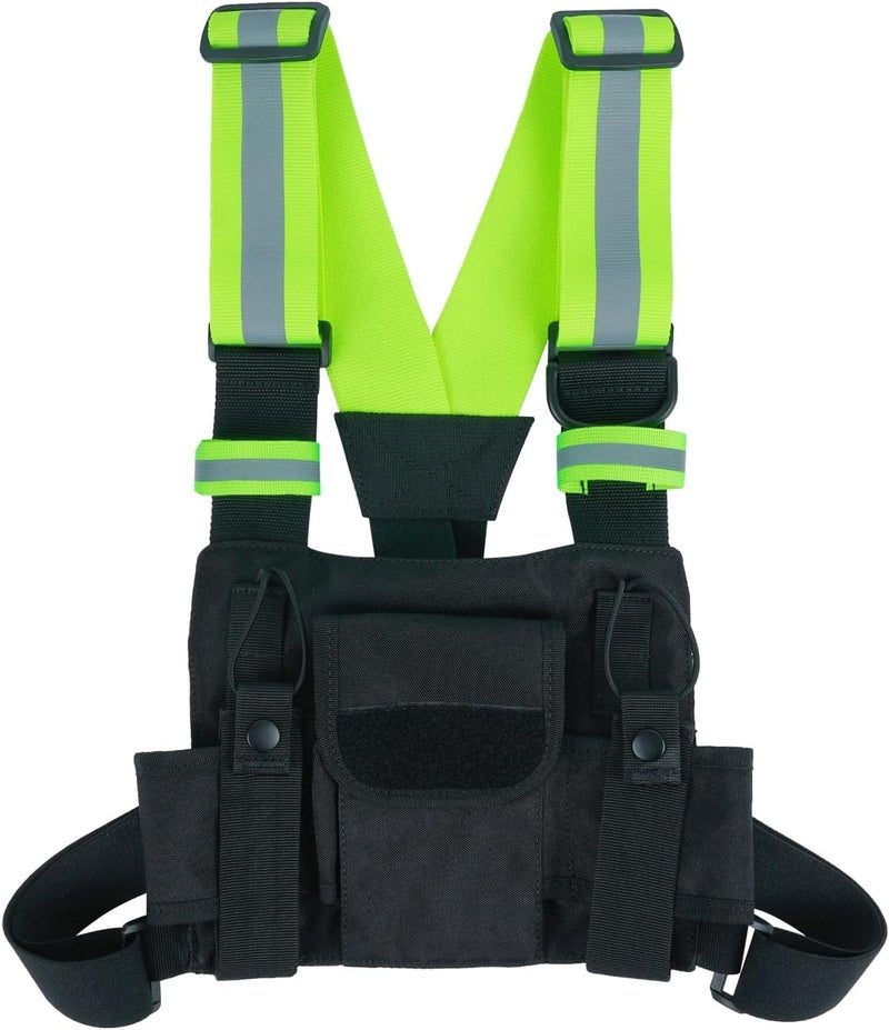 KUNN Radio Harness with Reflective Straps, Micro Rig Harness Chest Pack Tactical Vest Radio Holster Bag - Image 1